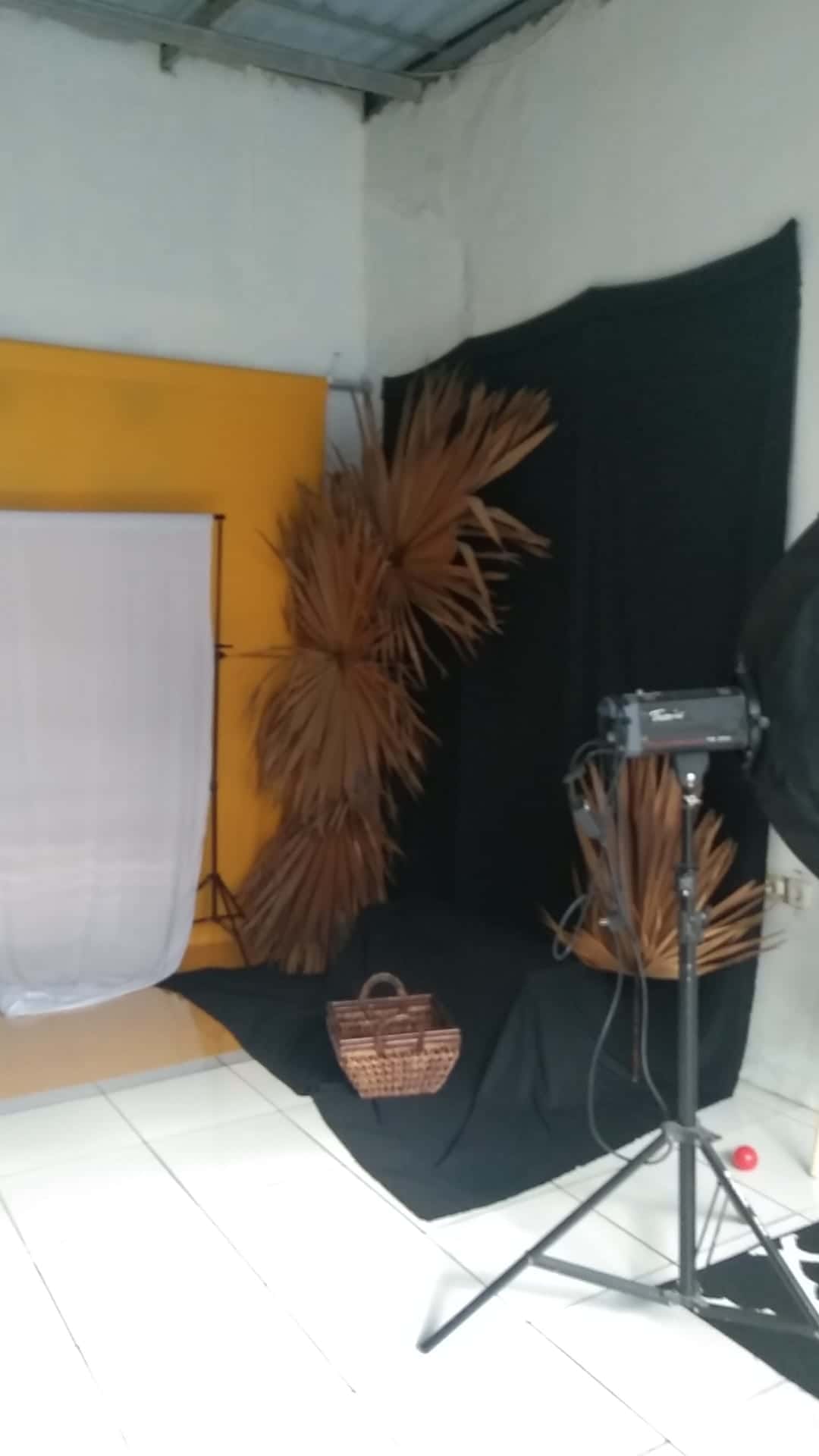 Interior studio foto Alfa Elfa Photography dengan latar backdrop tema